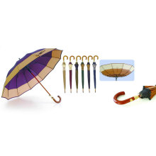 12 Ribs Windproof Fiberglass Wooden Shaft Border Umbrella (YS-SM25123517R)